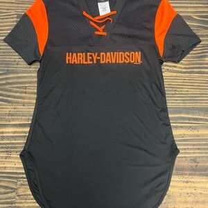 Harley-Davidson Black and Orange Mesh Top